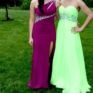 Purple prom dress, one shoulder, fitted with slit